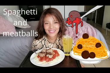 ITALIAN SPAGHETTI AND MEATBALLS MUKBANG. BOKKE IN MY HOME TOWN