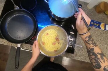 First Person Cooking: AUTHENTIC SPAGHETTI CARBONARA | JONAH IN THE KITCHEN | POV Cooking