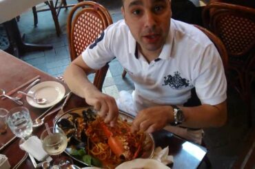 Typhoon Eating Lobster dinner at China town Manhattan NY little Italy