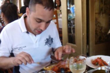 Eating lobster at Italy town NY Chinatown New York Manhattan USA