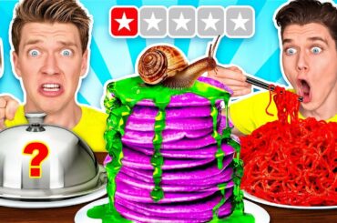 Worst Reviewed Food Mystery Wheel Challenge & How To Eat Weird Foods Like a Taro Pancake