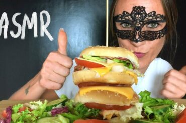 ASMR HOMEMADE GIANT CHICKEN BURGER with  & VEGETABLE SALAD | ITALIAN FOOD (Eating Sounds) Mukbang 먹방