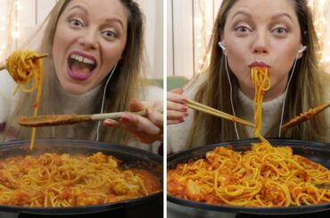 ASMR ITALIAN SPAGHETTI PASTA (KITCHEN SOUND + EATING SOUND) WHISPERING