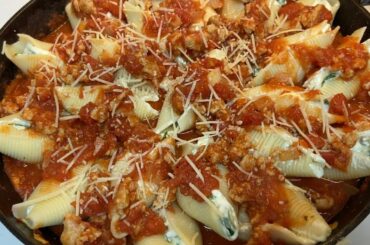 Hearty Stuffed Shells with Ground Chicken Tomato Sauce Recipe