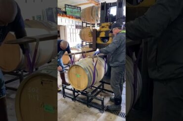 Moving a Full Wine Barrel at Convergence Zone Cellars