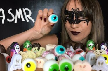 ASMR HALLOWEEN CANDY PARTY (Edible Eyes, Chocolate Marshmallow & Jelly Candy) Eating Sounds MUKBANG