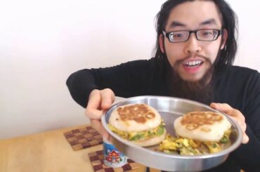ASMR Mukbang Eating Italian Hot Pepper Fried Egg McMuffin Sandwiches