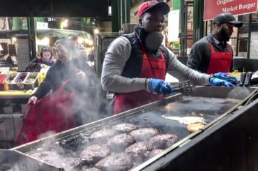 Huge Burgers on Grill, London Street Food, Borough Market
