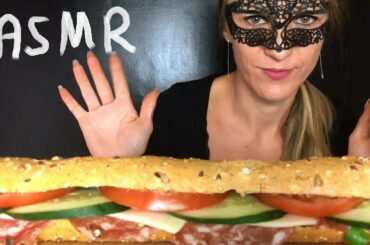 ASMR GIANT HOMEMADE SANDWITH WITH SALAME NAPOLI, CHEESE & VEGETABLES (Eating Sounds) MUKBANG 먹방