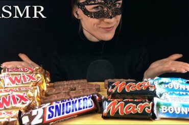 ASMR CHOCOLATE CANDY SWEETS (Snickers, Mars, Twix & Bounty) Dessert Eating Sounds *Mukbang
