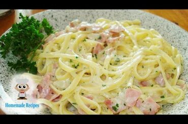 Delicious! Ham spaghetti, an easy carbonara recipe to make spaghetti with ham, cream, and cheese!