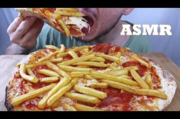 ASMR GIANT CHEESY ITALIAN PIZZA pepperoni & fries EATING SOUNDS MUKBANG 먹방 no talking food porn