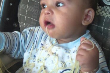 Italian Baby Eating Pasta