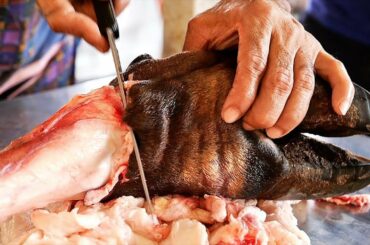Thai Food - BEEF LEG CUTTING SKILLS Aoywaan Bangkok Thailand