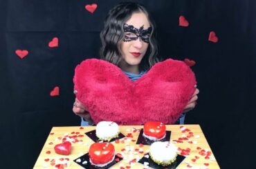 ASMR VALENTINE'S DAY CELEBRATION HEART CAKES (Relaxing Eating Sounds) Mukbang