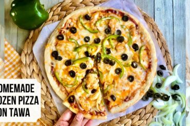Chicken Fajita Pizza Recipe without Oven - Homemade Frozen Pizza on Tawa with No Cook Pizza Sauce