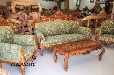 #147 Latest Design Wooden Sofa Set | Beautifully Carved Wood Furniture @ Aarsun