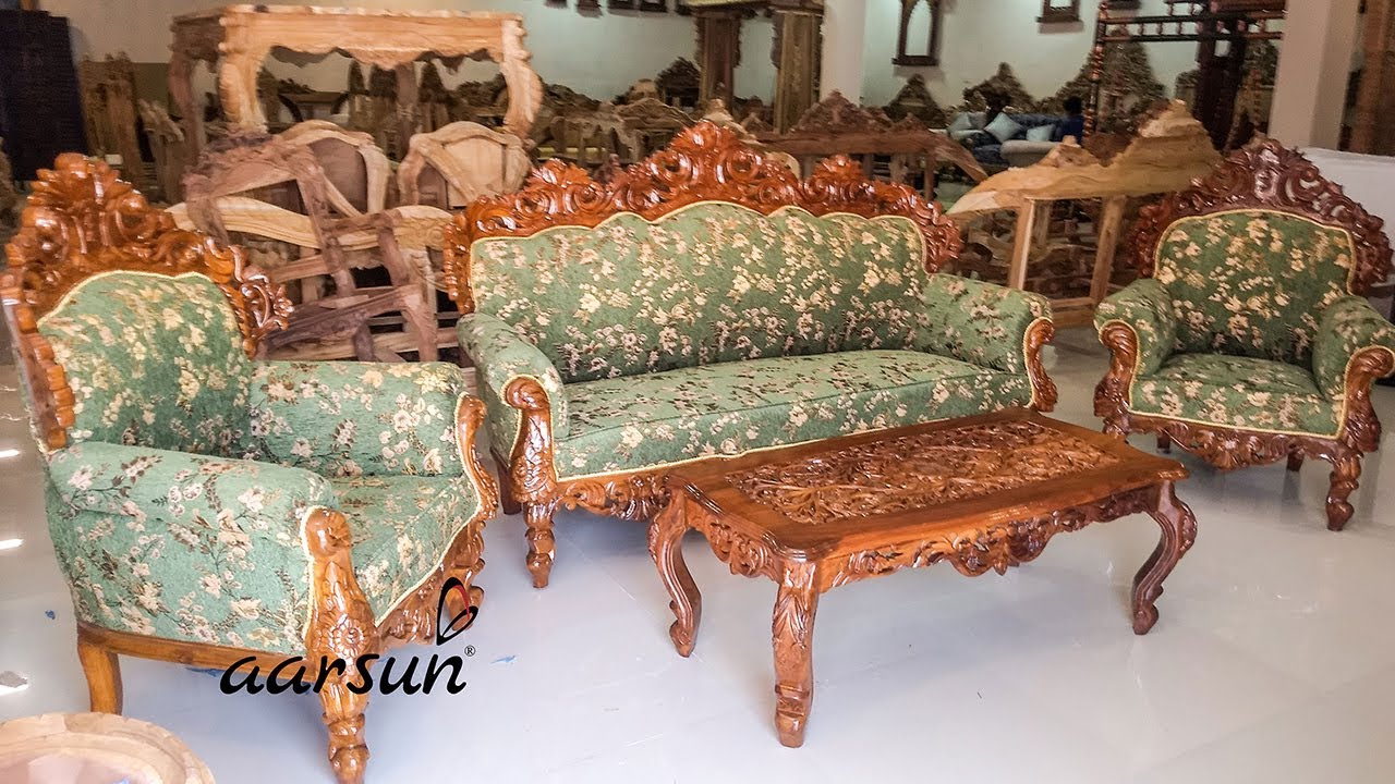 #147 Latest Design Wooden Sofa Set | Beautifully Carved Wood Furniture @ Aarsun #147 Latest Design Wooden Sofa Set | Beautifully Carved Wood Furniture @ Aarsun