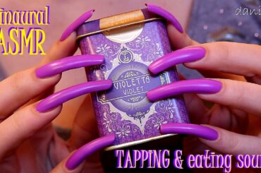🍬 Binaural ASMR 🎧 TAPPING + soft eating sound: hard candies ✶ (nails with MATTE nail polish 💅)  💤