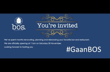 bos. Restaurant & Bar opening Saturday 30th November 2019