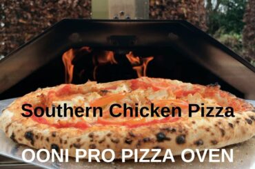 Southern Fried Chicken Pizza cooked in Uuni Pro (Ooni pro) Wood-fired Pizza Oven.