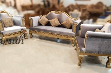 #152 Luxurious Wooden Sofa Set with Beautiful Fabric | Home Furniture Ideas @Aarsun