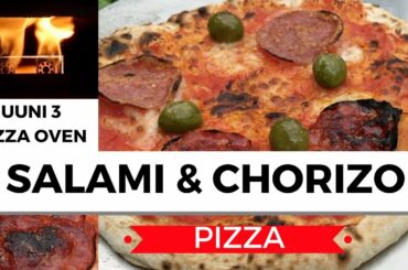 Cooking Salami & Chorizo Pizza in the Rain | Ooni 3 Pizza Oven.
