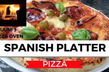 Cooking Spanish Platter Pizza in the Ooni 3 Pizza Oven.