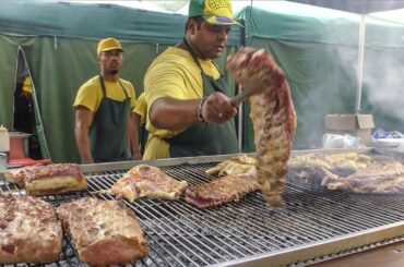 Great Street Food from Brazil. Huge BBQ with Lot of Grilled Meat