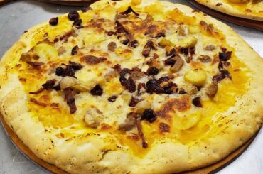 Eating Entire Custom Thanksgiving Pizza