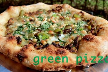 Green Pesto Pizza cooked in Ooni Pro Pizza Oven| Wood-fired