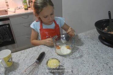 Cooking my family spaghetti carbonara