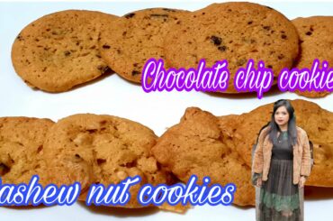 CHOCOLATE CHIP COOKIES AND CASHEW  NUT COOKIES (how to make  yummy) ingredients  in description