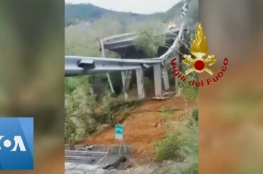 Heavy Rains Cause Bridge Collapse in Northern Italy