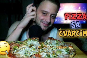 ASMR MAKING AND EATING PIZZA SA ČVARCIMA | WHISPERING 🍕