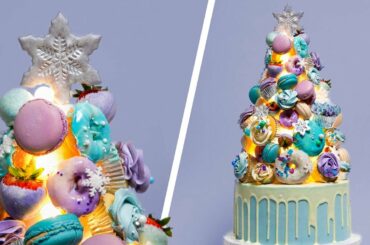 LIGHT UP Christmas Tree CAKE! | Holiday Baking Dessert Ideas | How To Cake It Step By Step