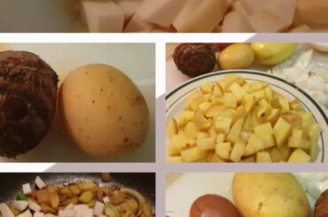 Easy taro root recipe with egg &potato/different taro rootvegetables fry/কচুর মুখ দিয়ে ডিম আলু ভাজি