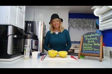 SPAGHETTI SQUASH WITH ITALIAN SAUSAGE SAUCE-3 BLUE WW PTS PER SERVING