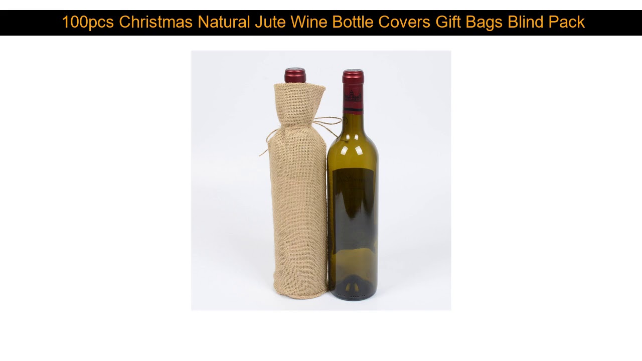 100pcs Christmas Natural Jute Wine Bottle Covers Gift Bags Blind Packaging Hessian Linen Pouch Wed 100pcs Christmas Natural Jute Wine Bottle Covers Gift Bags Blind Packaging Hessian Linen Pouch Wed