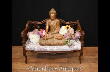 Italian Walnut Bench - Carved Antique Seat Circa 1860   Canonbury Antiques