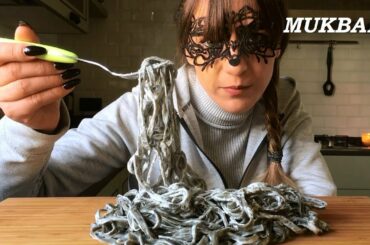 MUKBANG ITA: MANGIO PASTA TAGLIATELLE AL NERO DI SEPPIA (EATING SHOW)