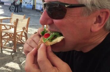 Terry Eating Delicious Pizza in Positano
