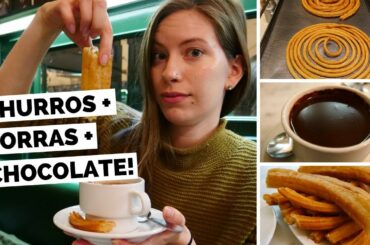 Eating Churros in Madrid, Spain at Chocolatería San Ginés