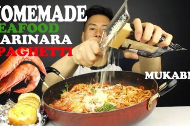 [MUKBANG] HOMEMADE SEAFOOD MARINARA SPAGHETTI-SLURPING EATING SOUNDS