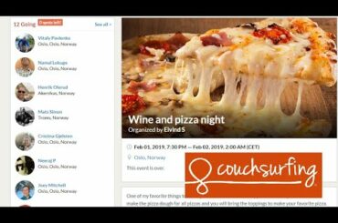 Couchsurfing: wine and pizza event