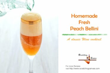 Fresh Peach Bellini Recipe | Wine Cocktail | Homemade Cocktail Recipes
