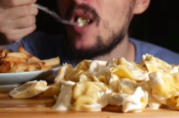 ASMR ITA TORTELLINI PASTA+ CREAM + FRIES EATING SOUNDS *ITALIAN MUKBANG NO TALKING FOOD ITALY  먹방