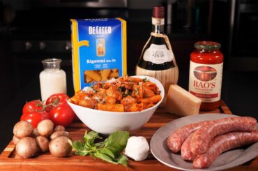 Rigatoni with Spicy Italian Sausage in a Tomato Cream Sauce