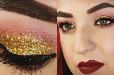 Christmas Grunge Makeup Tutorial | Holographic Gold Glitter Wine and Dark Red Lipstick | SweetMakeup