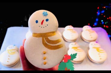 ☃️ Snowman French Macarons! No Resting Italian Meringue Method! Coffee Buttercream/ Bánh Macarons